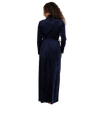 Ultra Soft Plush Velour Belted Shawl Collar Wrap Robe Navy