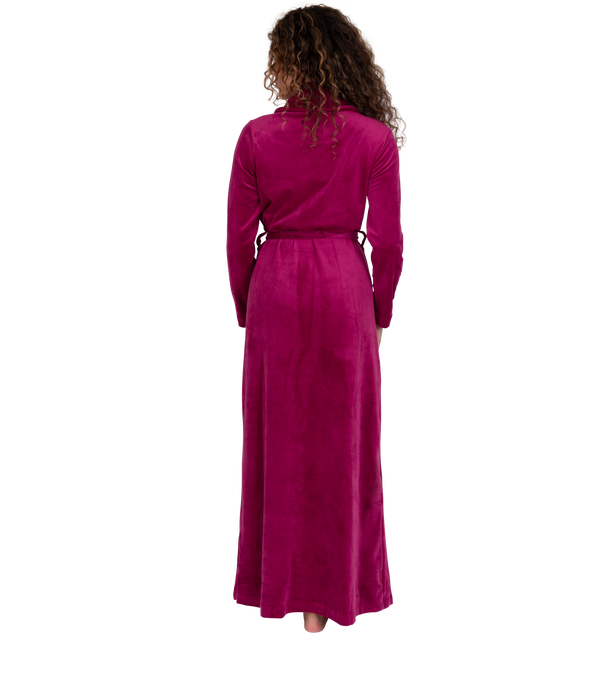 Ultra Soft Plush Velour Belted Shawl Collar Wrap Robe Rose Pink