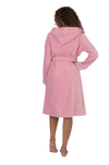 Terry Wrap Short Belted Hoodie Bathrobe with Piped Trim Pink