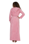Terry Wrap Long Belted Bathrobe With Hood Pink
