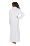 Terry Wrap Long Waffle Textured Belted Bathrobe With Shawl Collar White
