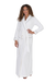 Terry Wrap Long Belted Bathrobe With Piped Trim White Gray