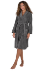 Terry Wrap Short Belted Bathrobe Gray