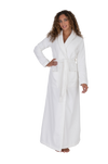 Terry Wrap Long Geometric Belted Bathrobe With Shawl Collar White