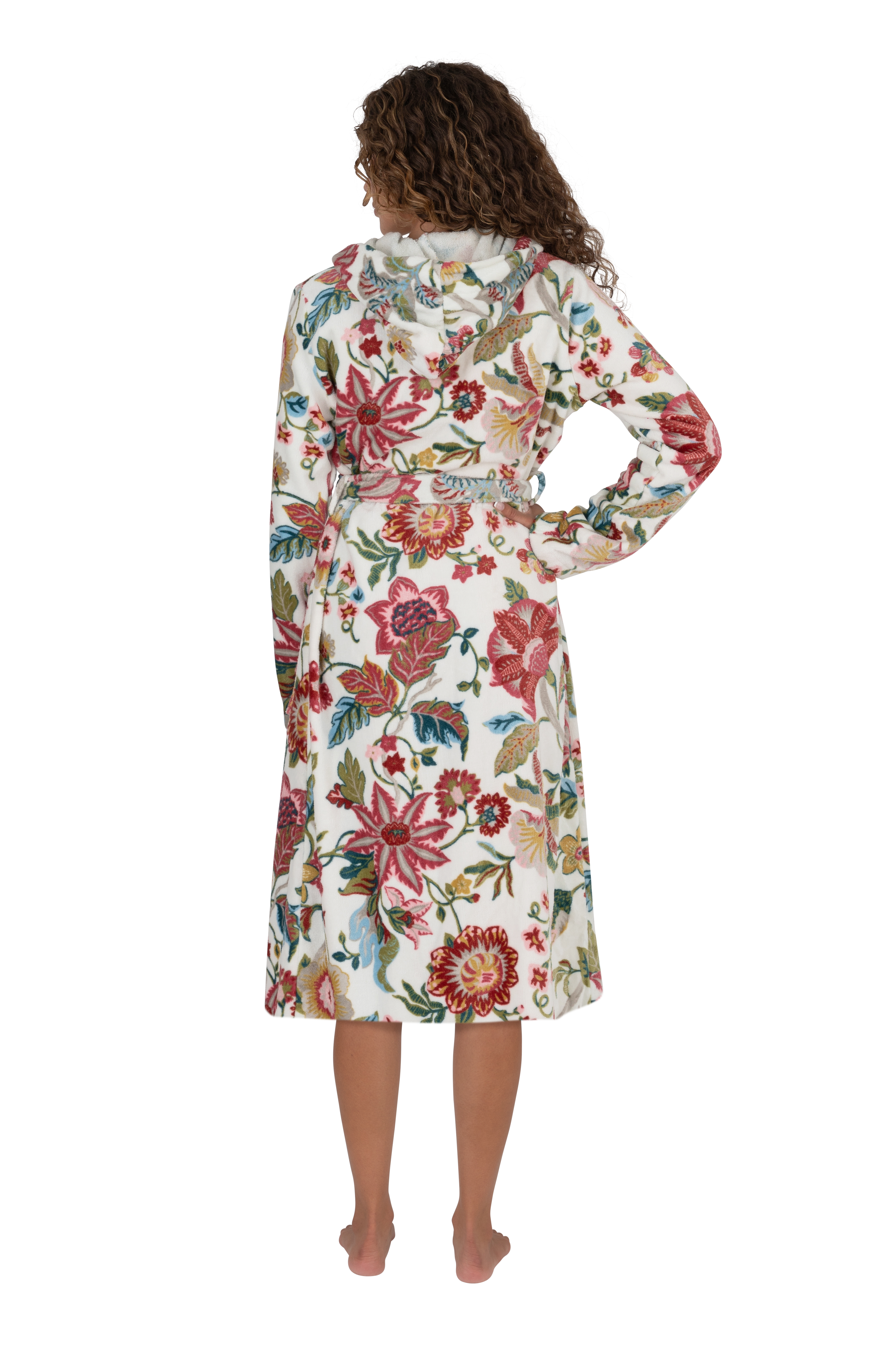 Terry Wrap Short Belted Floral Bathrobe