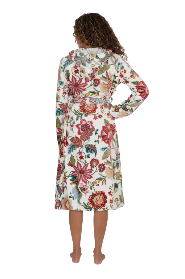Terry Wrap Short Belted Floral Bathrobe