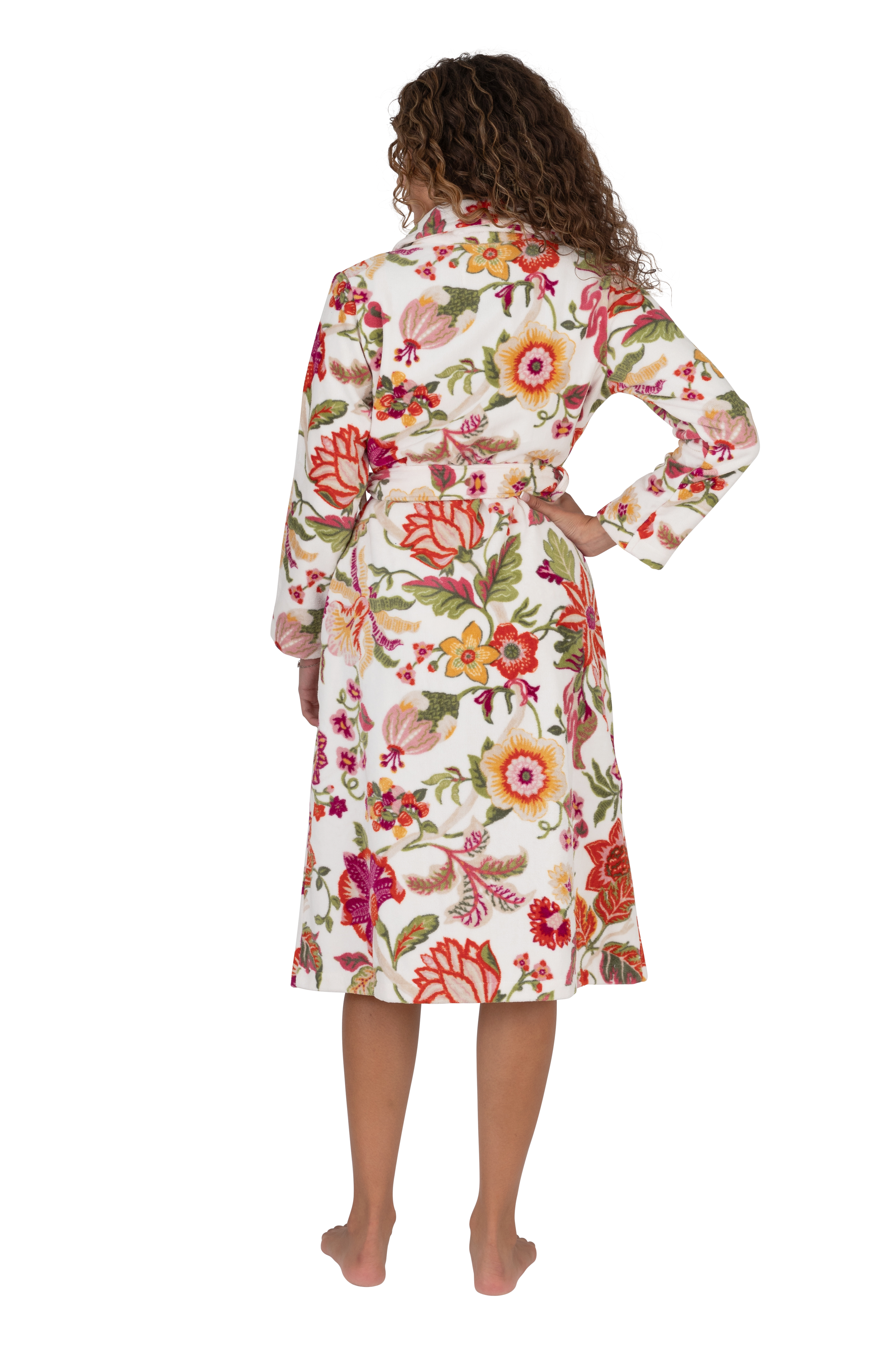 Terry Wrap Short Belted Blossom Floral Bathrobe