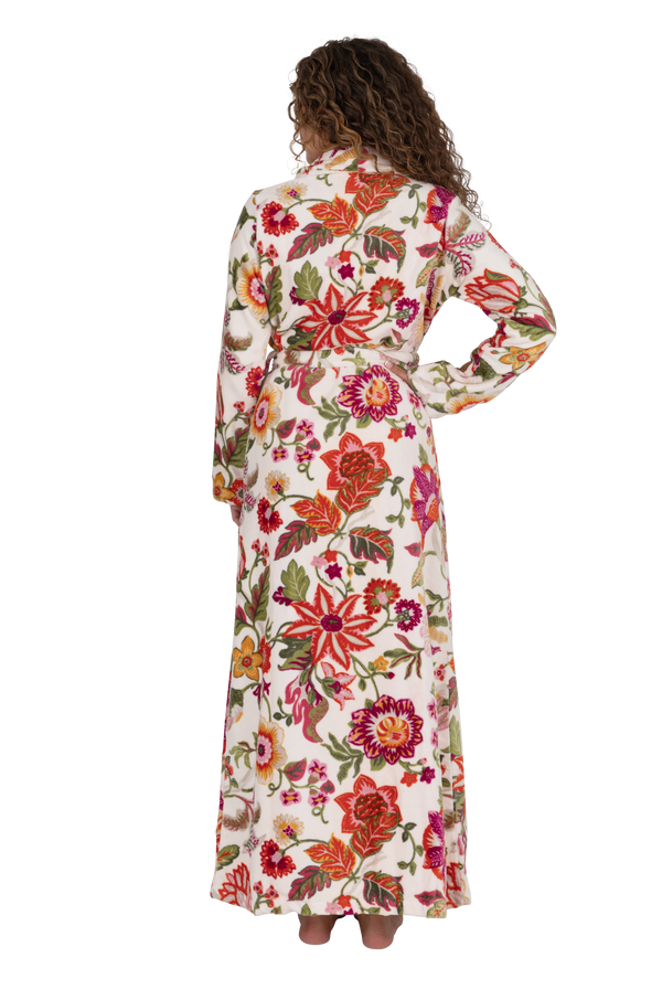 Long Terry Wrap Belted Blossom Floral Bathrobe