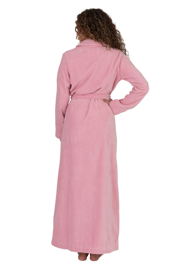 Terry Wrap Long Belted Bathrobe Pink