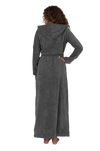 Terry Wrap Long Geometric Belted Bathrobe With Hood Gray