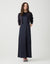 Satin Sleeveless Maxi Crew Shift Dress Navy