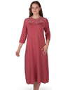 Soft Nightshirt with Embroidered Panel Coral