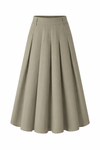 33" Olive Grey Pleated Midi Skirt