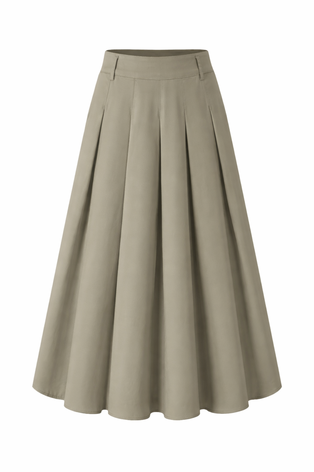 33" Olive Grey Pleated Midi Skirt