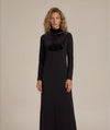 Black Crystal Velvet Bib Maxi Dress
