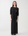 Exposed Seam Nightgown with Gold Crest Black