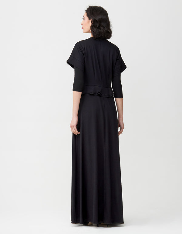 Rayon Maxi Dress Shabbos Robe with Back and Side Ruffles