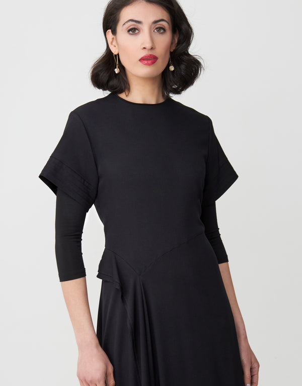 Rayon Maxi Dress Shabbos Robe with Back and Side Ruffles