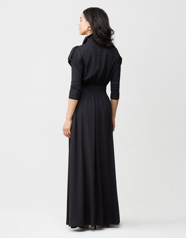 Rayon Twist Waist Maxi Dress Shabbos Robe with Shirred Back Detail