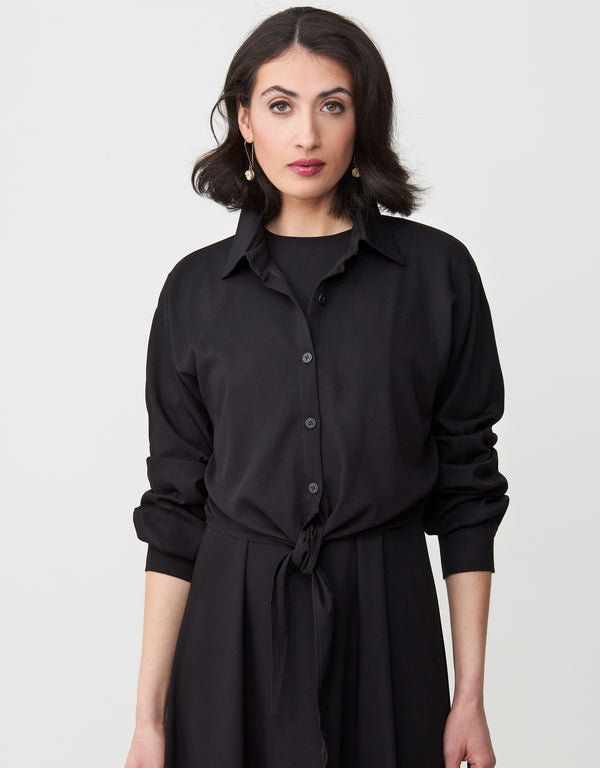 Multi Option Sleeveless Rayon Maxi Dress Shabbos Robe with Tie Front Shirt Two Piece Set