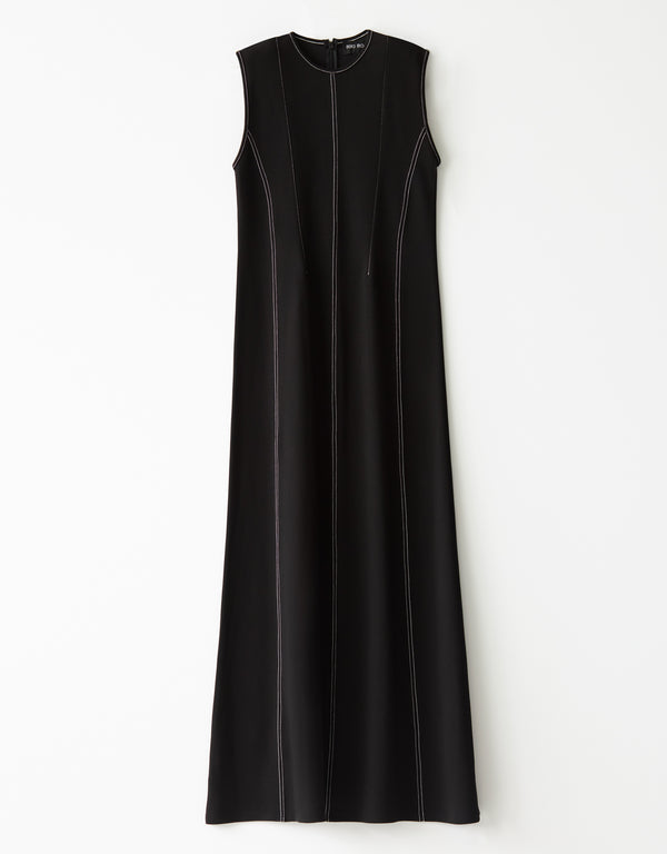 Jersey Sleeveless Maxi Dress with Contrast Stitched Princess Seams