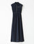 Textured Sleeveless Maxi Dress Shabbos Robe with Zipper Trim Navy