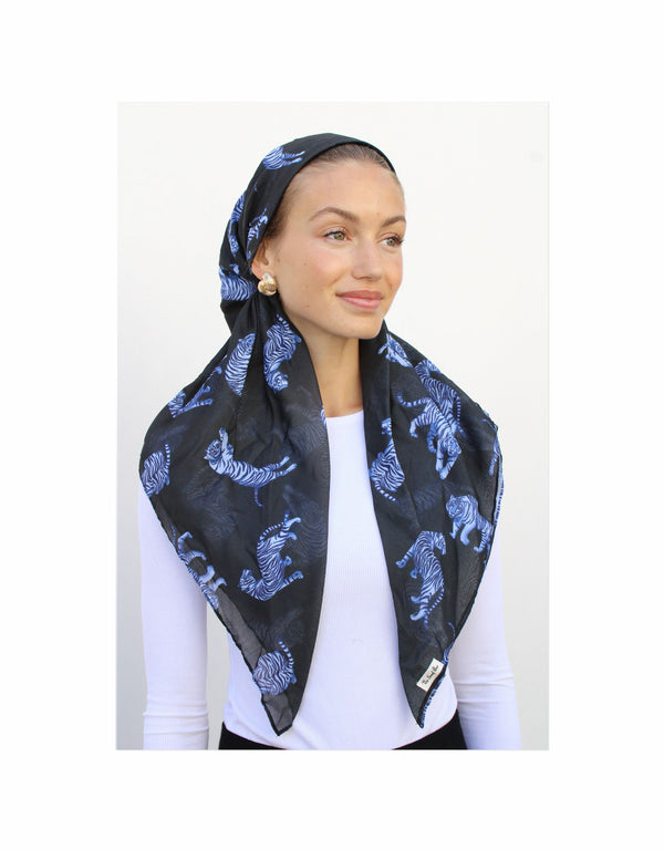 Blue Tiger Classice Pre-Tied Headscarf with Velvet Grip