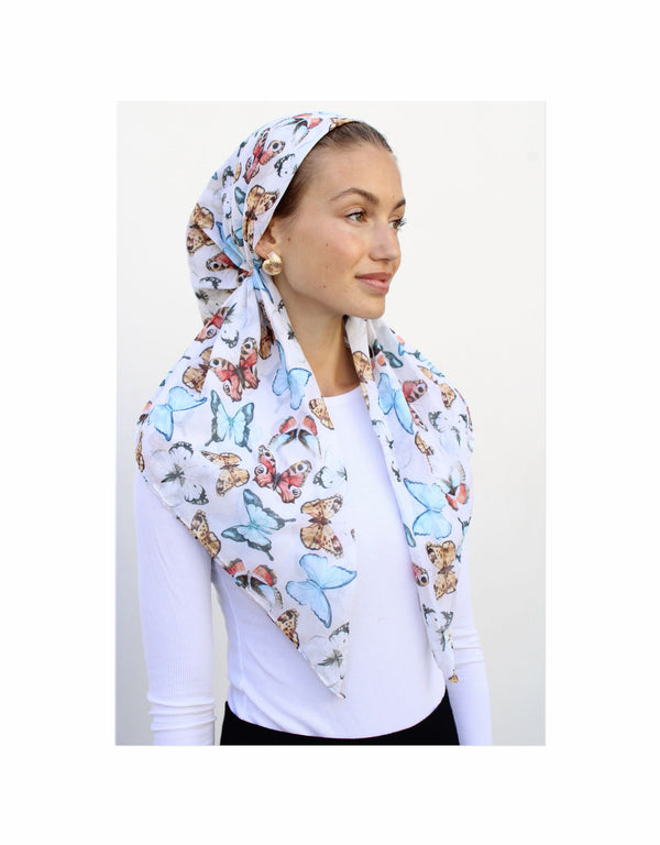 Butterfly World Classic Pre-Tied Headscarf with Velvet Grip
