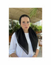 Cotton Black Classic Pre-Tied Headscarf with Velvet Grip