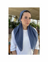Cotton Denim Blue Classic Pre-Tied Headscarf with Velvet Grip