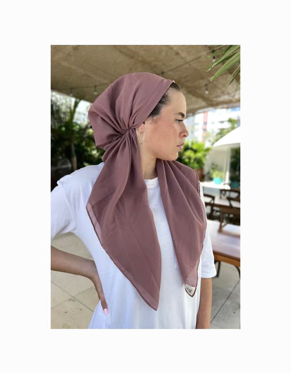 Cotton Plum Classic Pre-Tied Headscarf with Velvet Grip