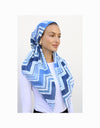 Denim Chevron Classic Pre-Tied Headscarf with Velvet Grip