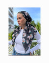Black Ivory Floral Classic Pre-Tied Headscarf with Velvet Grip