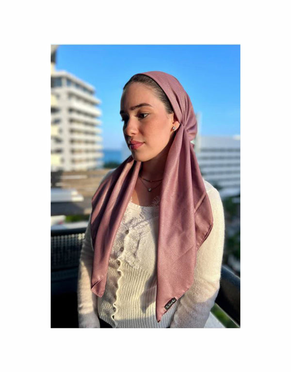 Shimmer Mauve Classic Pre-Tied Headscarf with Velvet Grip