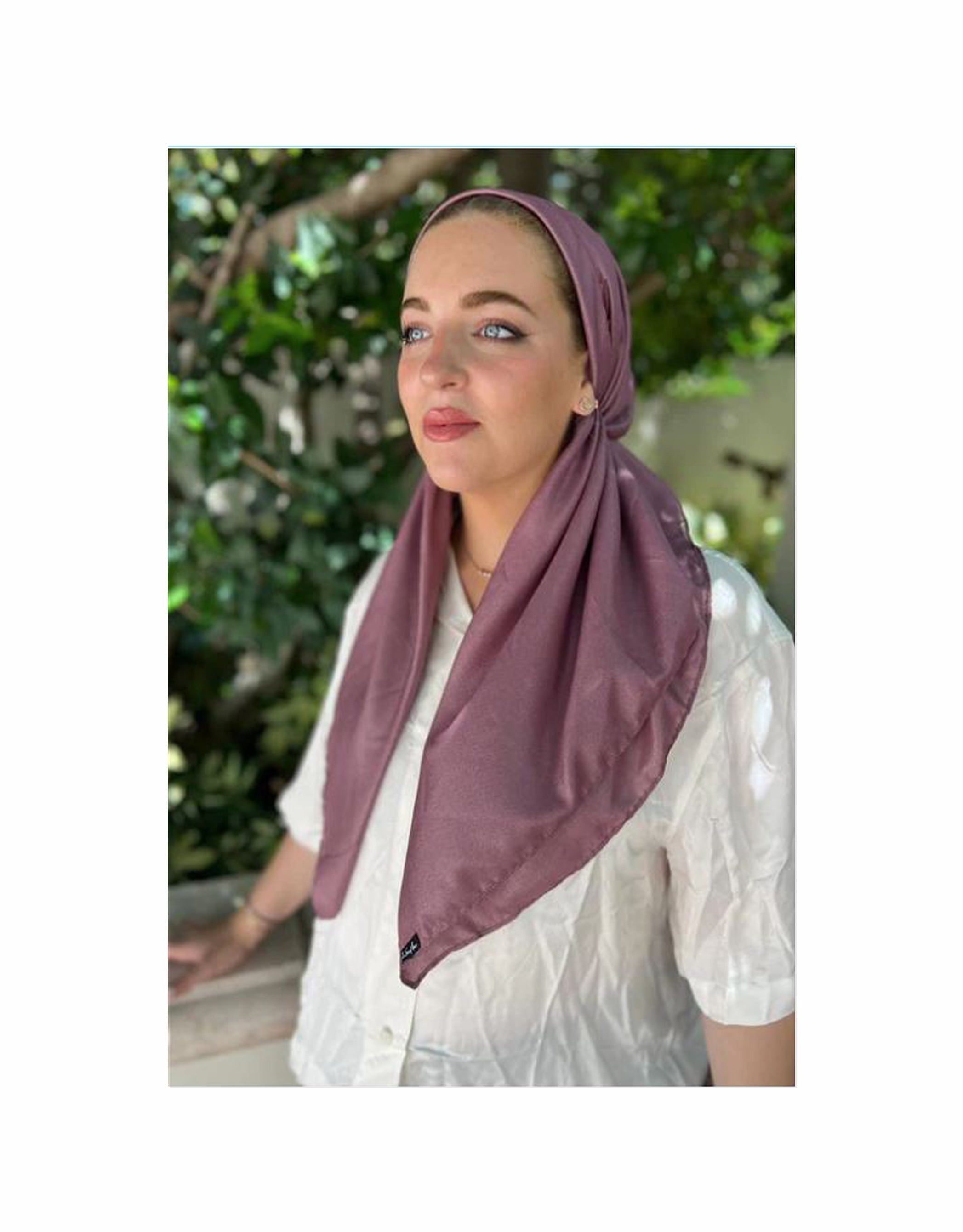 Shimmer Plum Classic Pre-Tied Headscarf with Velvet Grip