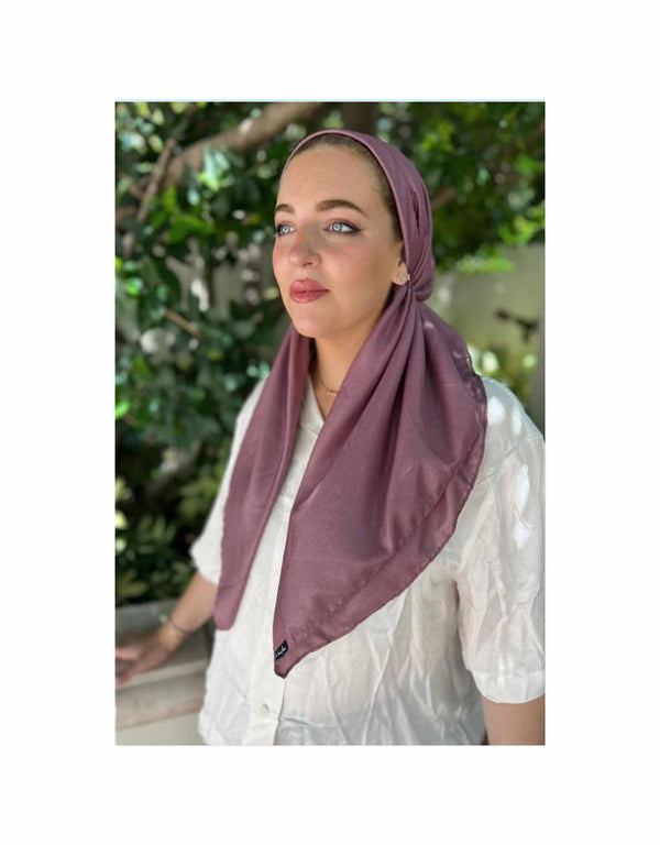 Shimmer Plum Classic Pre-Tied Headscarf with Velvet Grip