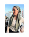 Shimmer Sage Classic Pre-Tied Headscarf with Velvet Grip