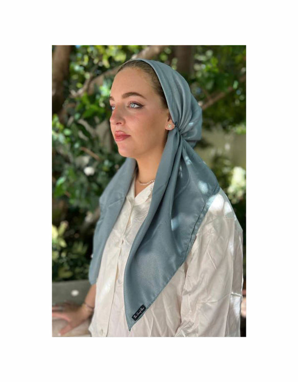 Shimmer Sky Blue Classic Pre-Tied Headscarf with Velvet Grip