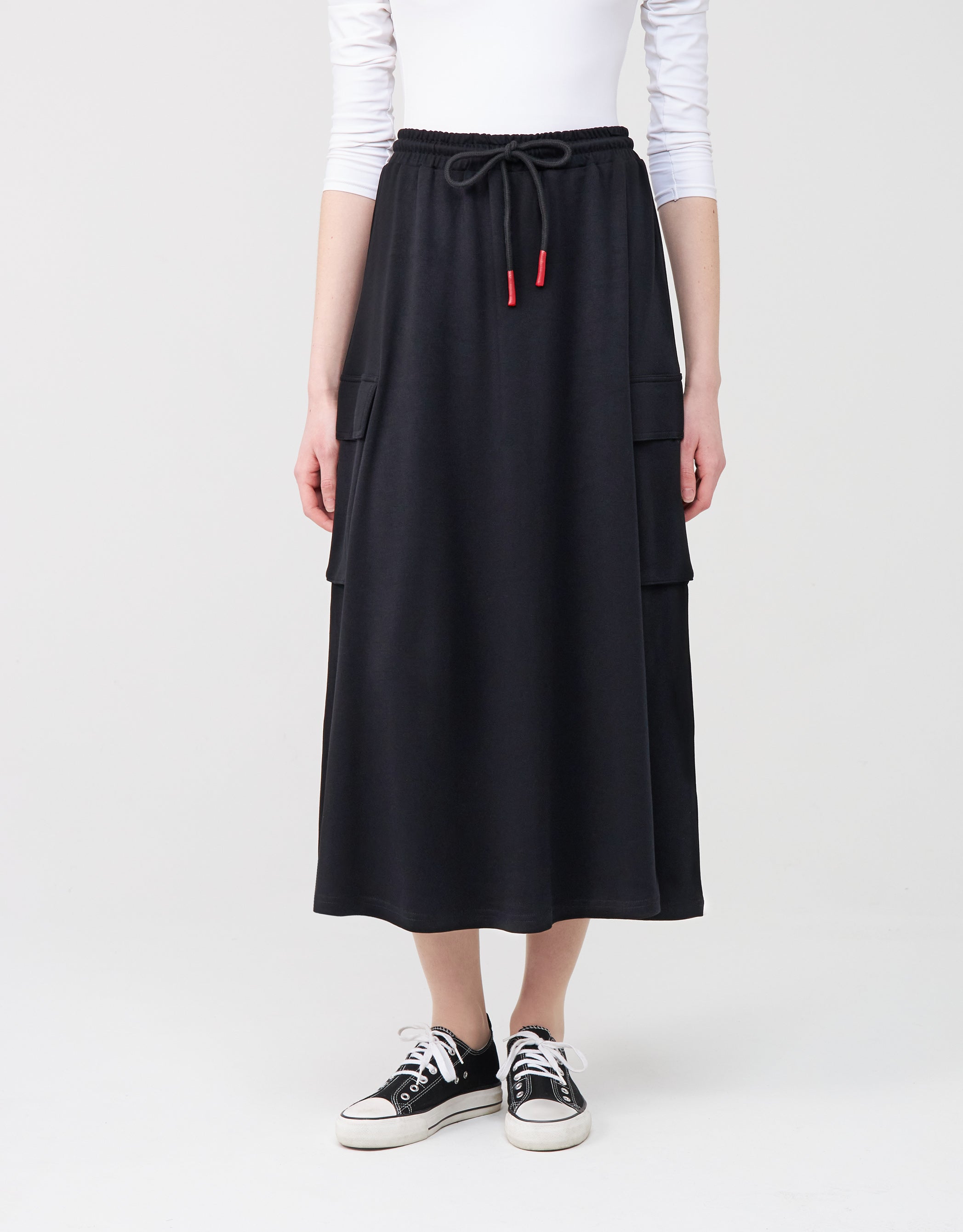 29"-33"-37" Jersey Skirt with Elastic Drawstring Waist and Cargo Pockets