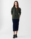 Jersey Zippered Hoodie with Rope Cord Green with Black Dots