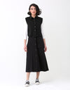 SuperSoft Sleeveless Cropped Button Vest with Collar and Pocket Black