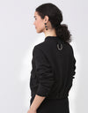 SuperSoft Cargo Bomber Jacket with Green Zipper Pull Black