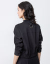 SuperSoft Cargo Bomber Jacket with Red Zipper Pull Black
