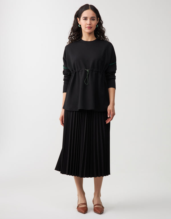 Oversized SuperSoft Jersey Top with Front Drawstring Green