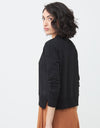Button Top with Split Rib Black