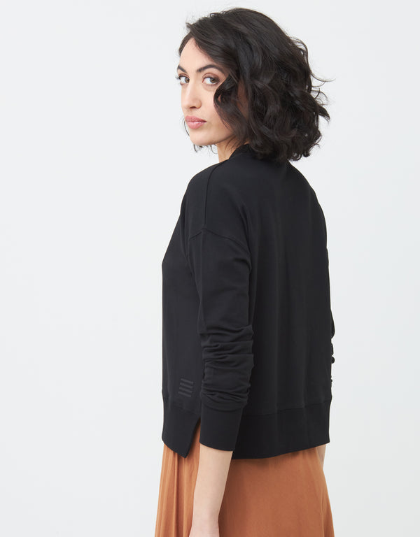 Button Top with Split Rib Black