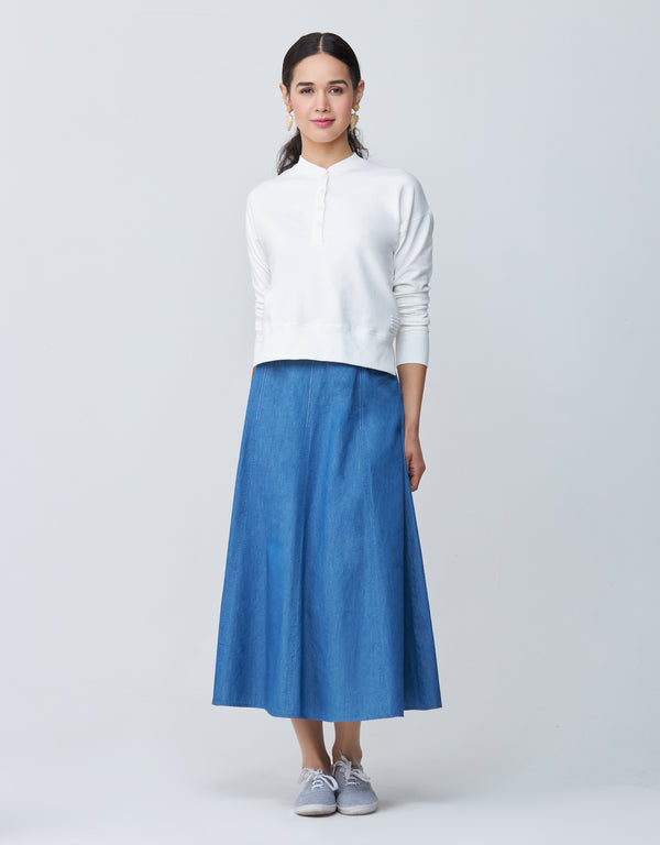 Button Top with Split Rib White