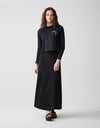 38" Basic Elastic Waist Aline Jersey Skirt Black