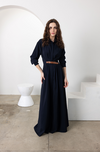 Classic Blue Belted Maxi Dress