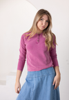 Fuschia Pink Button Ribbed Top